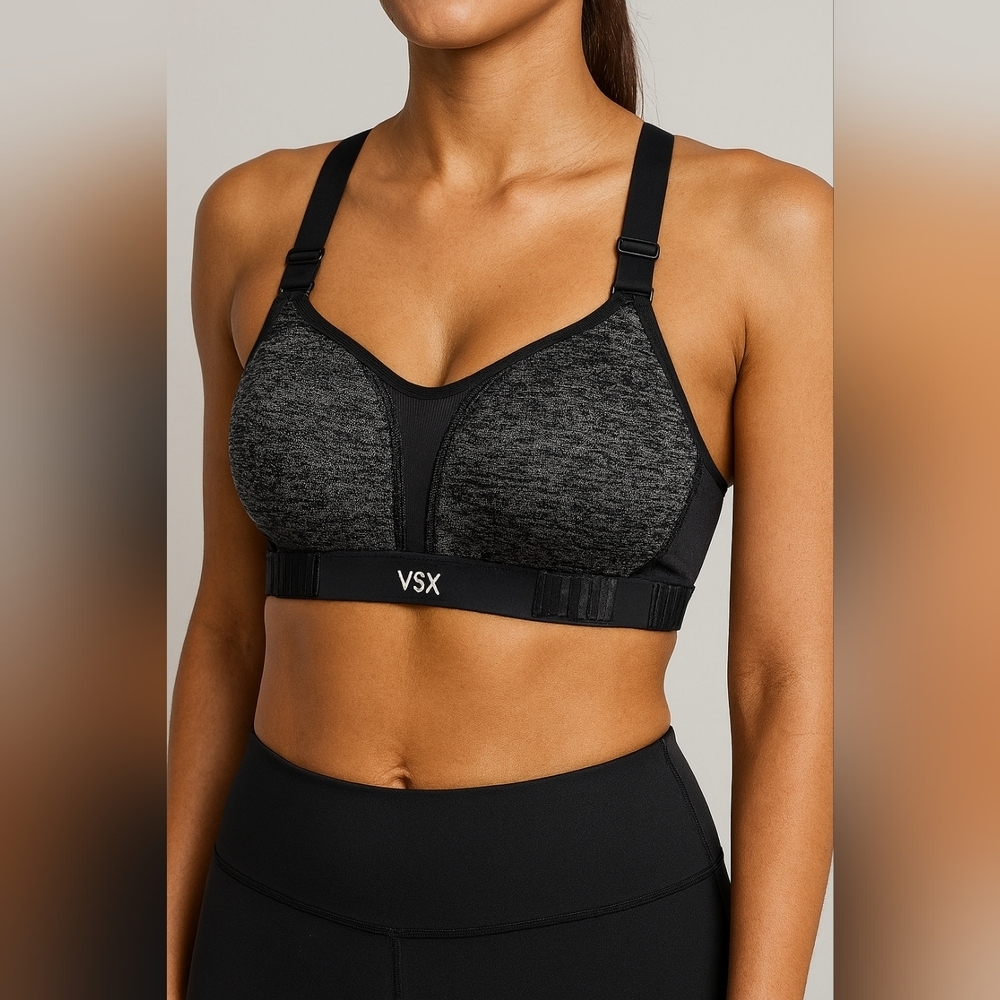 🖤 Victoria’s Secret VSX Adjustable Sports Bra 34B Gray Black